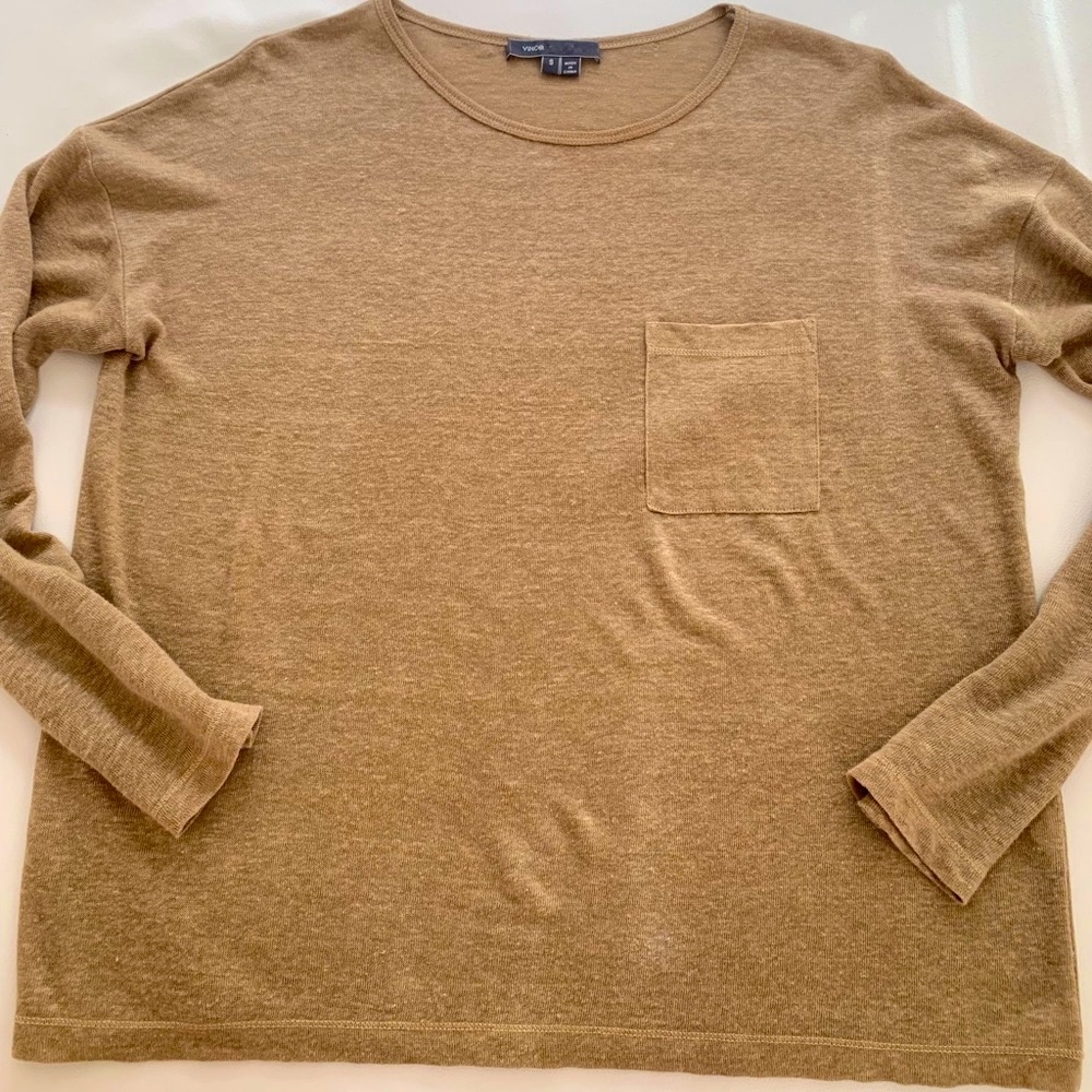 Vince woman long sleeve top 100% linen size S
